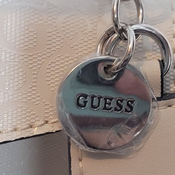 Guess Los Angeles Purse PVC Beige Short Handles Shoulder Strap Lined Complete - Picture 5 of 16